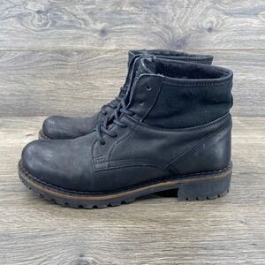 Pajar Canada Womens Black Leather Suede Lace Up Side Zip Combat Boots Size 41 10